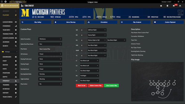 Скриншот из Draft Day Sports: College Football 2022