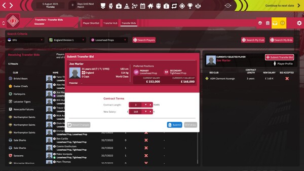 Скриншот из Rugby Union Team Manager 4