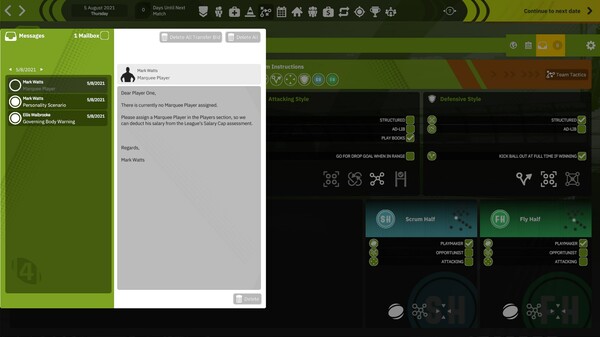 Скриншот из Rugby Union Team Manager 4