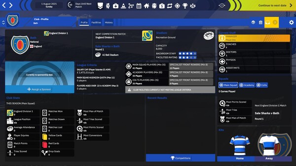 Скриншот из Rugby Union Team Manager 4