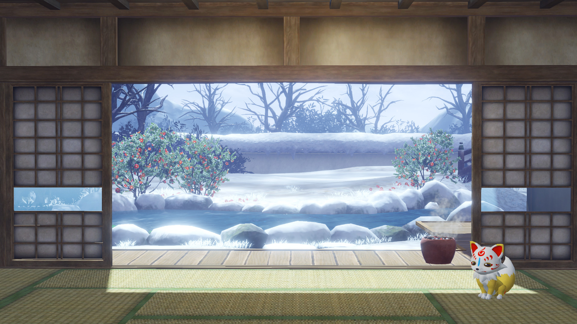 Touken Ranbu Warriors - Honmaru Backdrop "Snow Viewing" Featured Screenshot #1