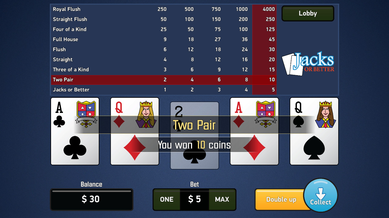 Jacks or Better Video Poker on Steam