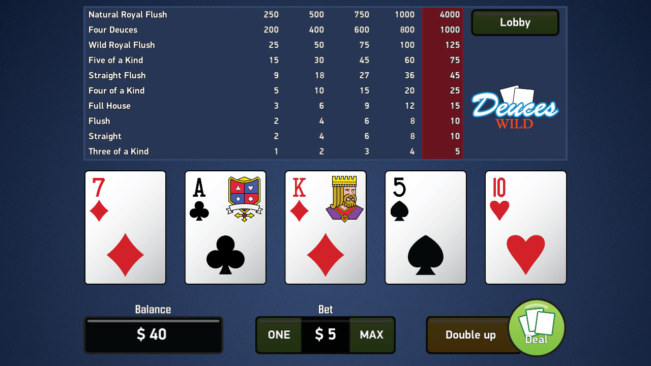 Deuces Wild - Video Poker - Win/Mac/Linux - (Steam)