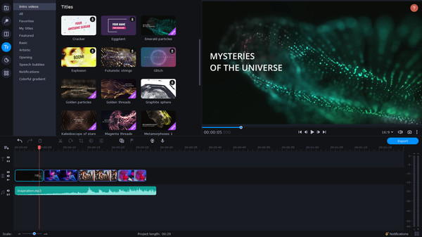 Movavi Video Suite 2022 - Universe of Particles Intro Pack