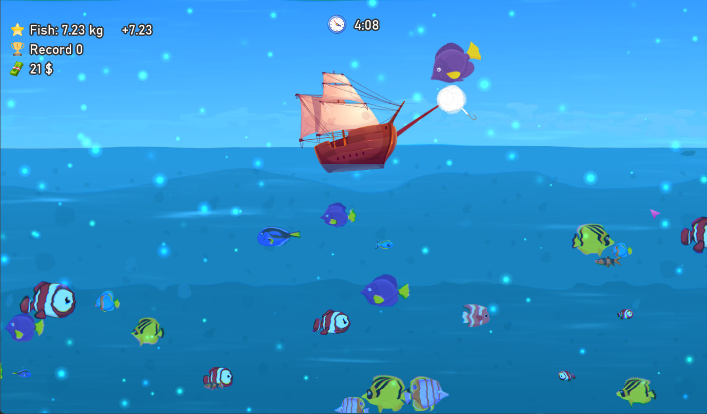 WIP] Pirate MMO: Would you rather fish yourself, do idle fishing or steal  fish? Added the ability to add fishing rods to ship, and fish now need to  be reeled in the