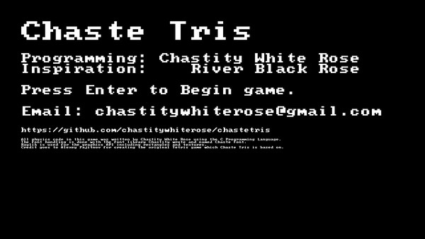Chaste Tris game for Linux 1