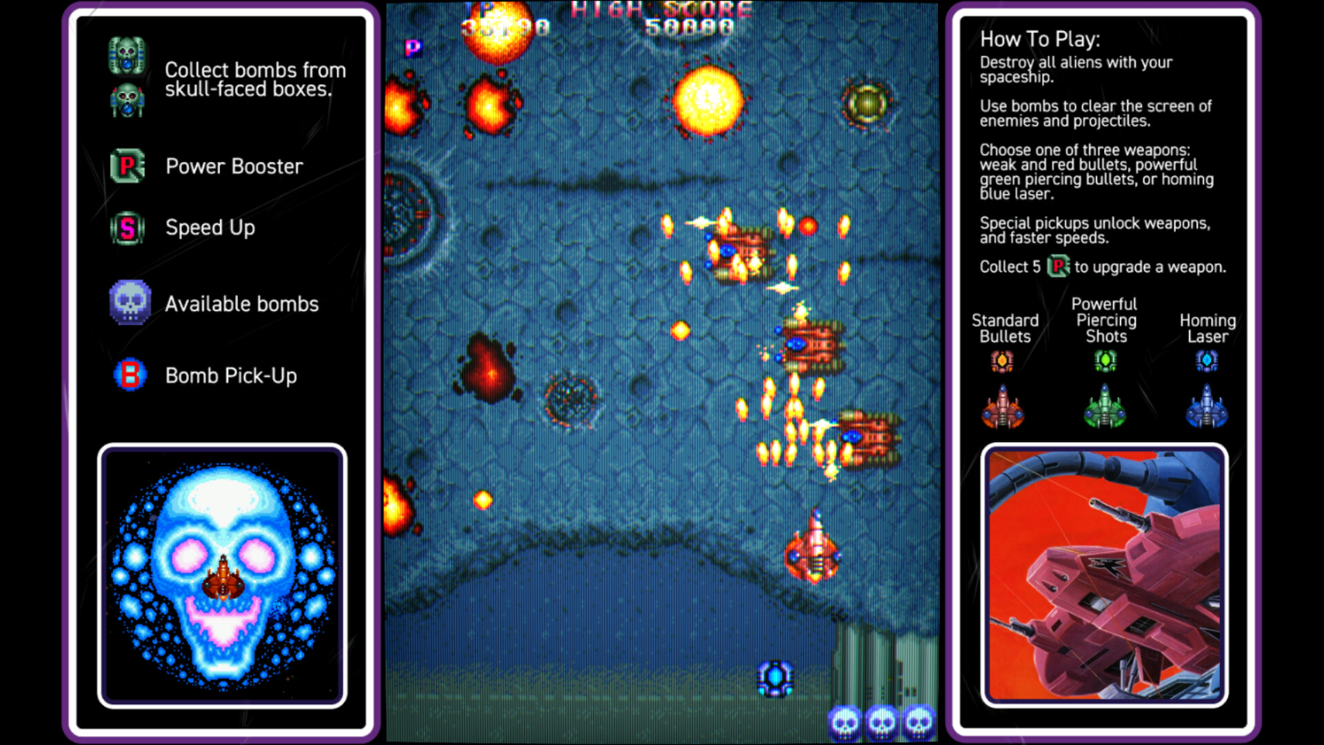 Tela de jogo de arcade retro com invasores de pixel e nave