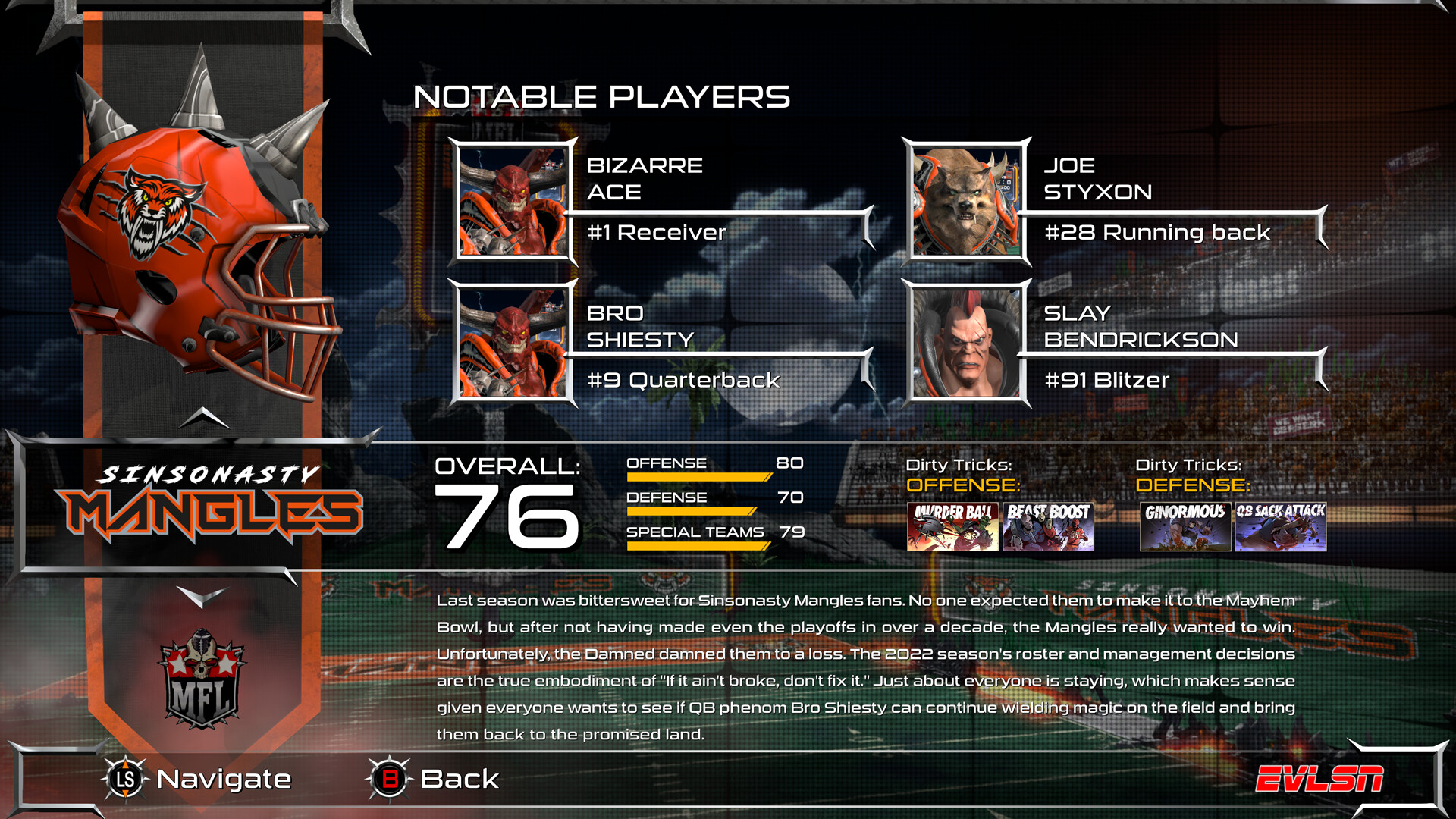 Mutant Football League: Sinsonasty Mangles no Steam