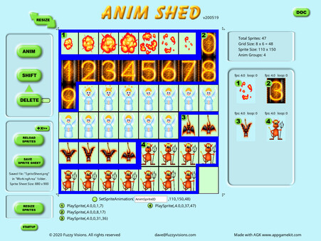 AppGameKit Studio - The Animation Sheet Editor