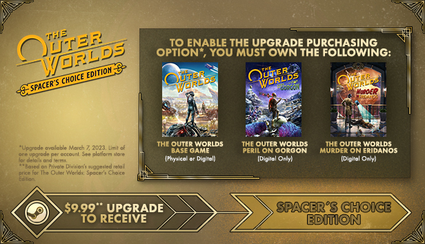 The Outer Worlds: Spacer's Choice Edition Upgrade no Steam