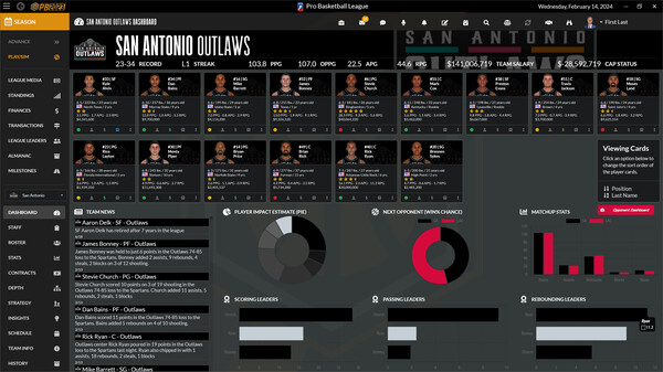 Скриншот из Draft Day Sports: Pro Basketball 2023