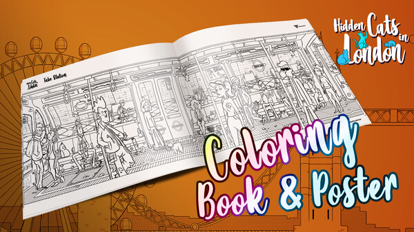 Hidden Cats in London - Printable PDF Coloring Book and Poster for steam Hidden Cats in London - Printable PDF Coloring Book and Poster for steam