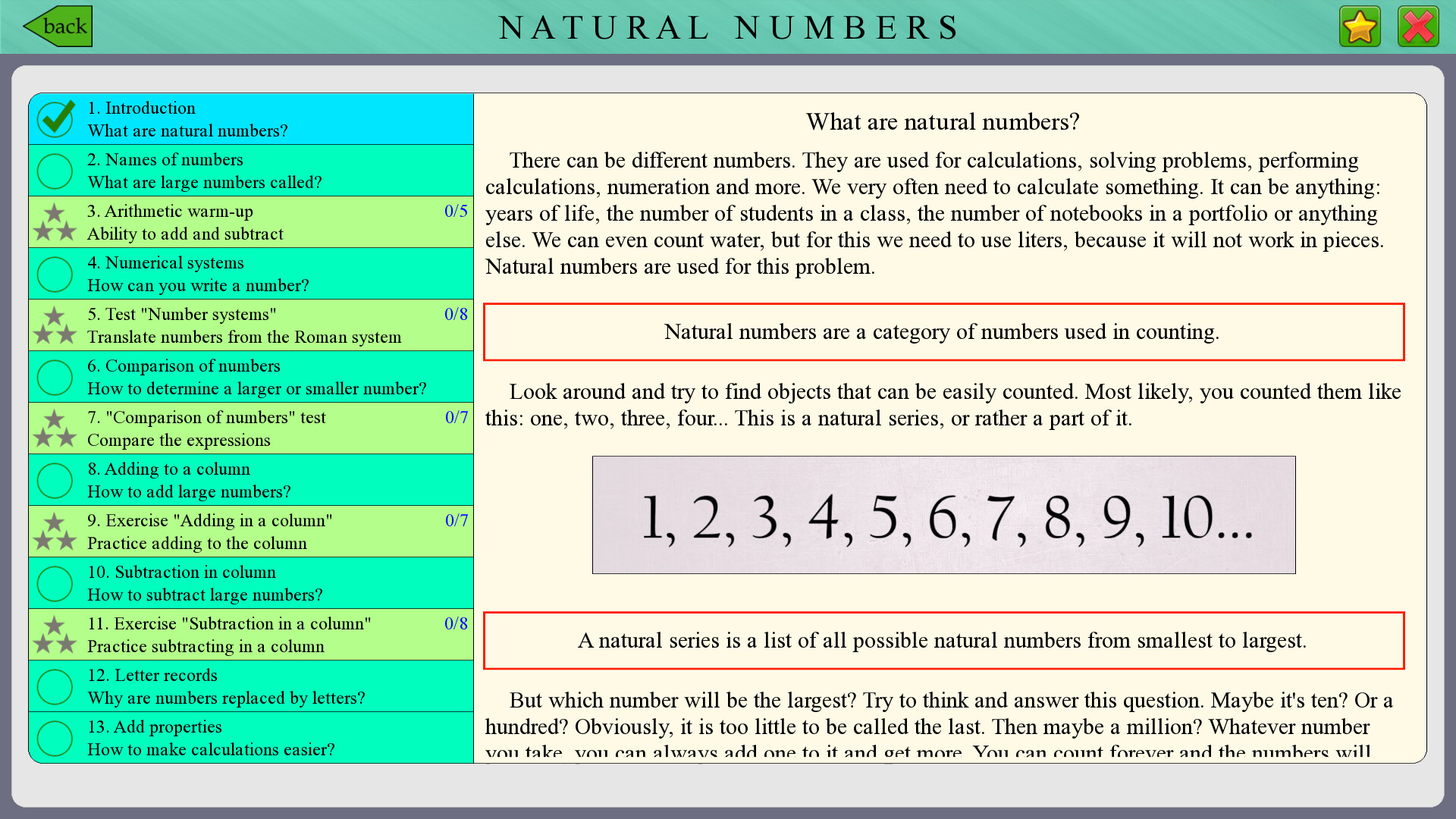 Powerful Courses - Natural numbers #0