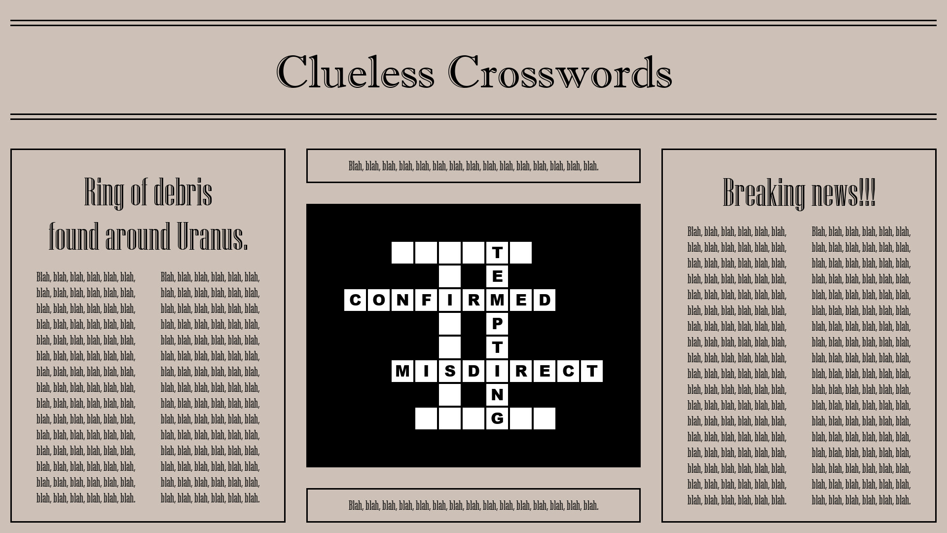 Printable Clueless Crosswords