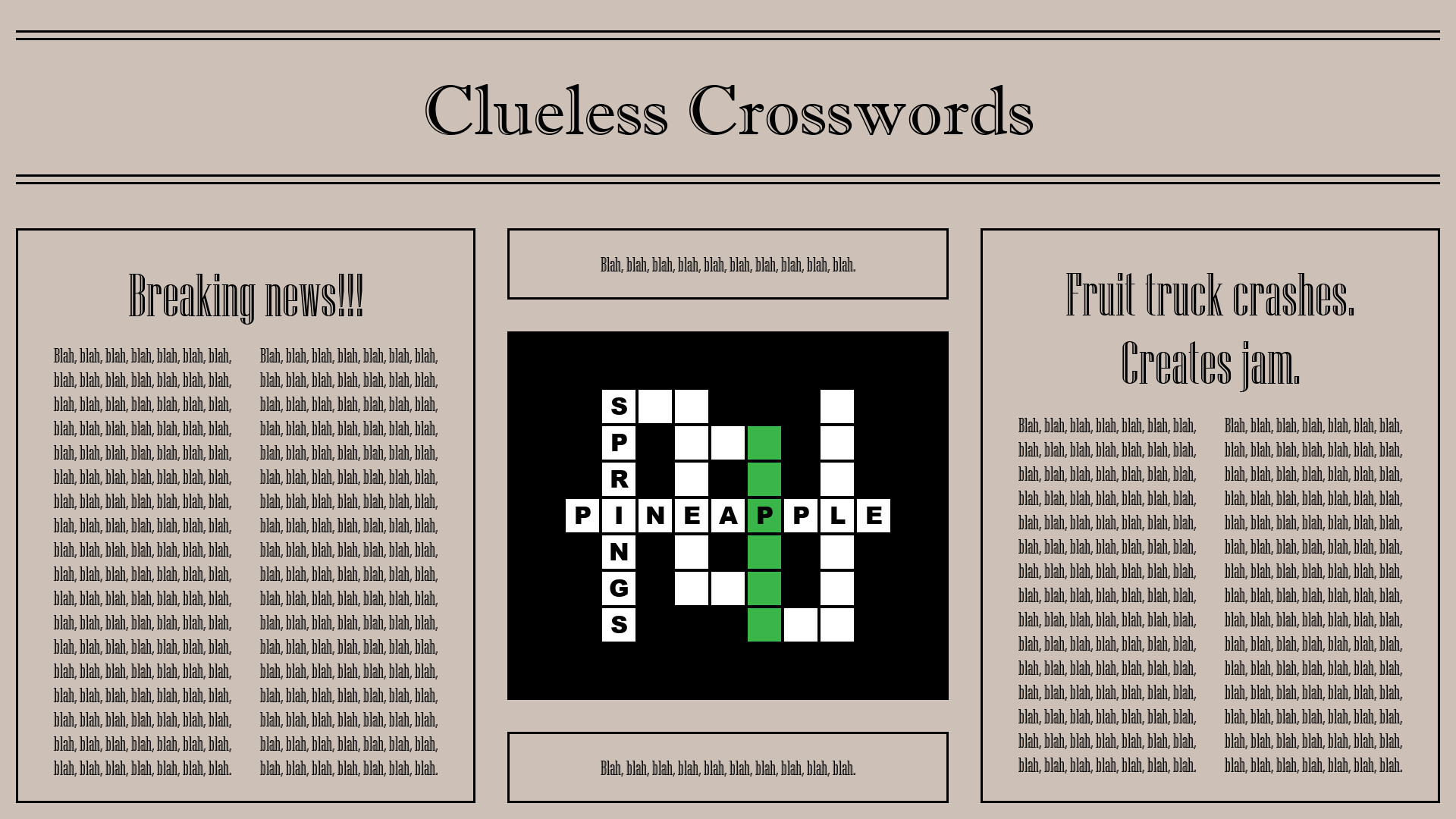 Printable Clueless Crosswords