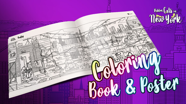 Hidden Cats in New York - Printable PDF Coloring Book and Poster for steam Hidden Cats in New York - Printable PDF Coloring Book and Poster for steam