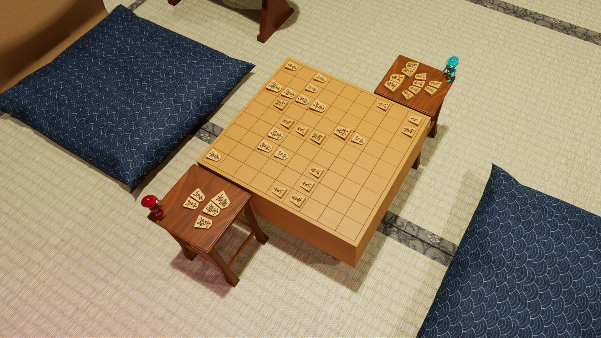 Shogi Japanese Chess Game Set - Wooden Table Board with Drawers