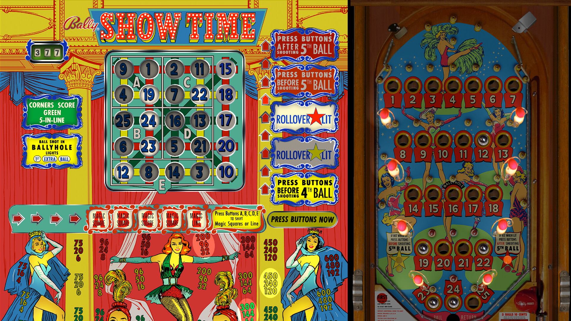 定番再入荷1970年代　Bally Bingo Pinball TAHITI ビンゴ　マシン　ピンボール　美品　作動に難あり 筐体、コントロールパネル