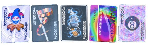 Kolorowe karty i Joker z gry Balatro Steam