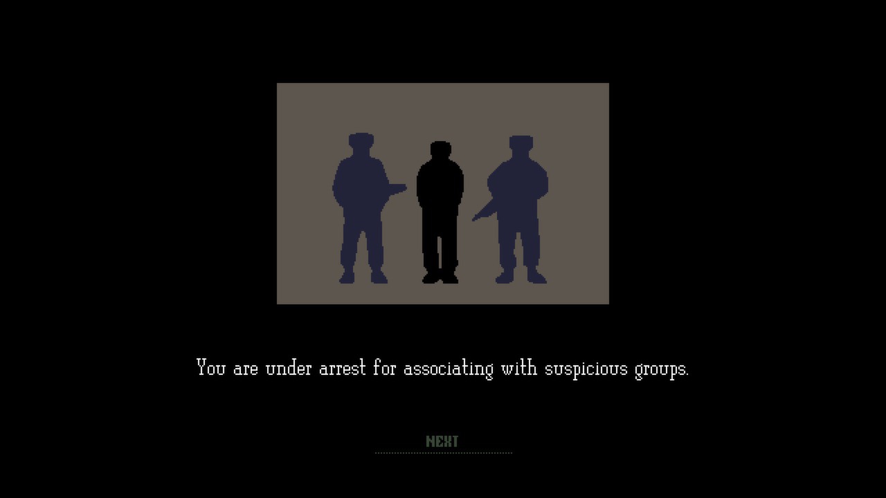 A screenshot from Papers, Please showing the interface as the