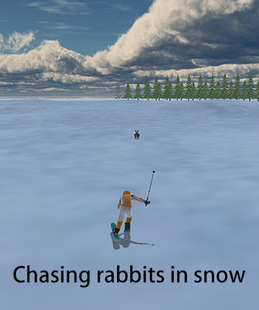 Chasing rabbits in snow