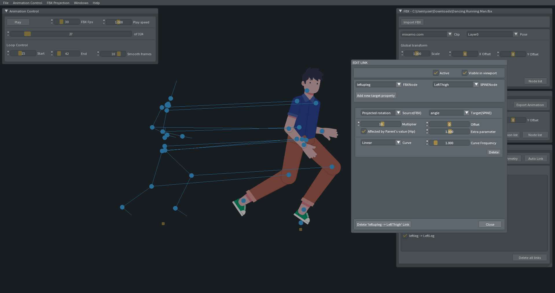 FBX2SPINE - 3D Mocap to 2D Animation Transfer Tool screenshot screenshot 2