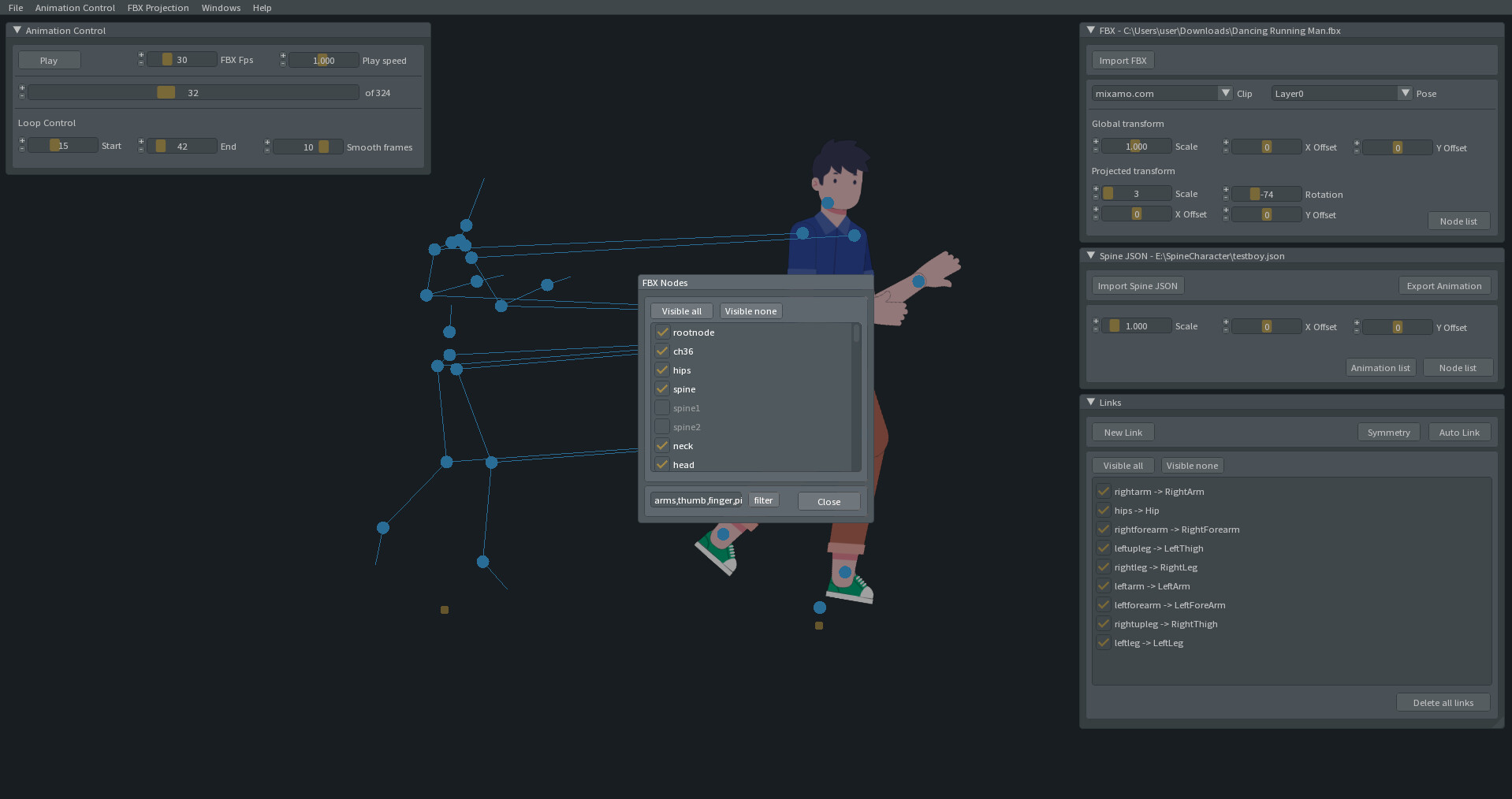 FBX2SPINE - 3D Mocap to 2D Animation Transfer Tool screenshot screenshot 4
