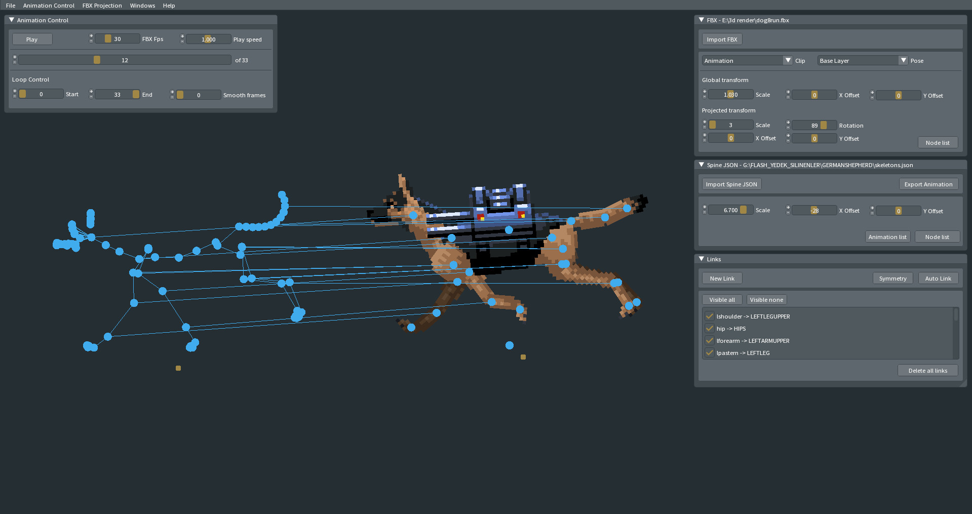 FBX2SPINE - 3D Mocap to 2D Animation Transfer Tool screenshot 1
