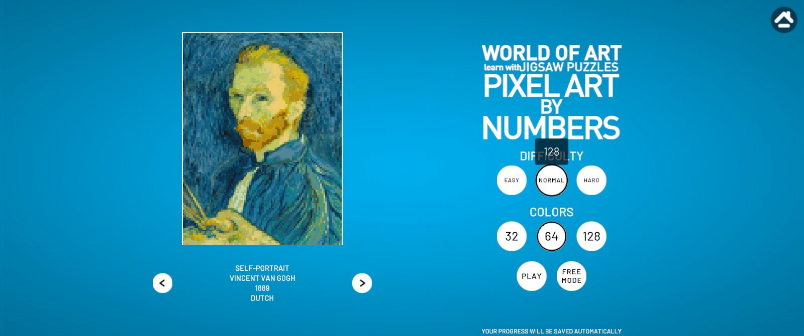 WORLD OF ART - learn with JIGSAW PUZZLES: PIXEL ART BY NUMBERS screenshot screenshot 0
