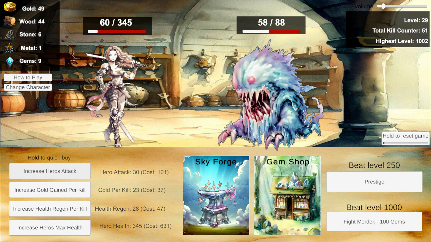 Heros and Monsters: Idle Clicker Game screenshot 1