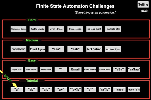 Скриншот из Finite State Automaton Challenges