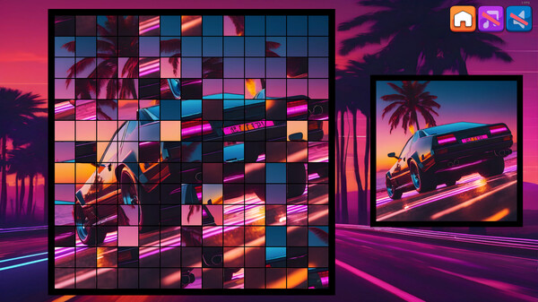 OG Puzzlers: Synthwave Cars game for Linux 1