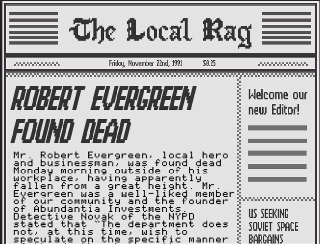 Report on the Death of Robert Evergreen Demo #4