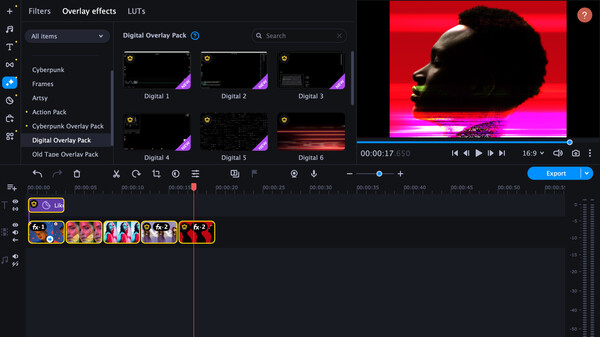 Скриншот из Movavi Video Editor 2024 - Digital Overlay Pack