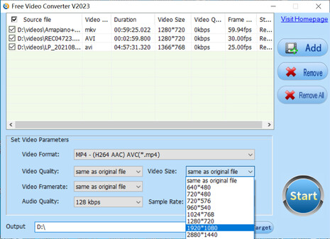 Free Video Converterfor windows and Linux 1