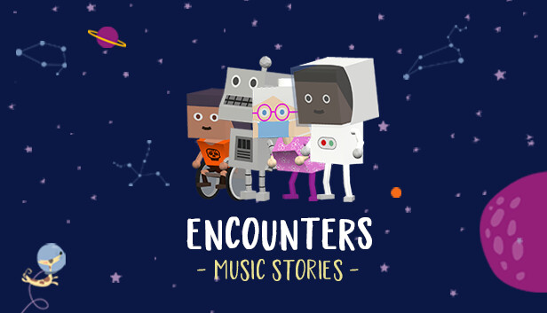 Capsule Grafik von "Encounters: Music Stories", das RoboStreamer für seinen Steam Broadcasting genutzt hat.
