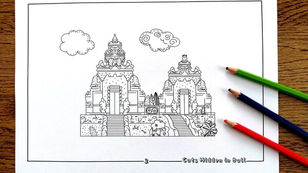 Cats Hidden in Bali - Coloring Book