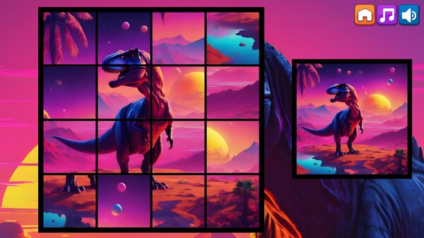OG Puzzlers: Synthwave Dinosaurs game for Linux 1