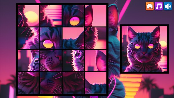 OG Puzzlers: Synthwave Cats game for Linux 1