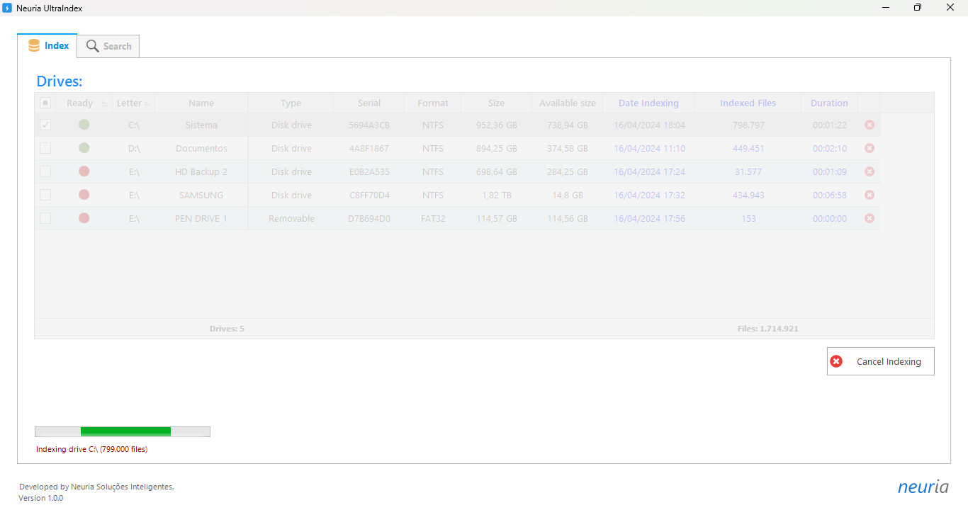 Neuria UltraIndex - File indexing and instant search screenshot 3