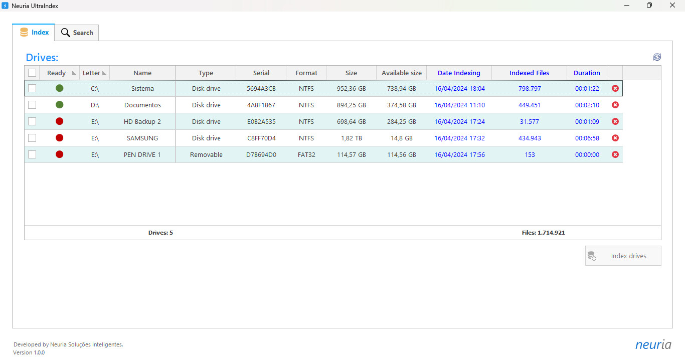 Neuria UltraIndex - File indexing and instant search screenshot 2