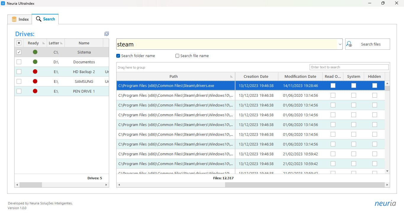Neuria UltraIndex - File indexing and instant search screenshot 6