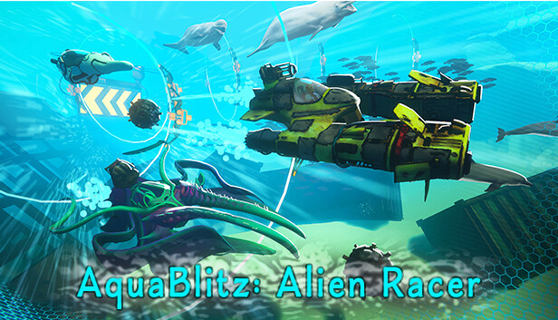 Imagen de la cápsula de "AquaBlitz: Alien Racer" que utilizó RoboStreamer para las transmisiones en Steam