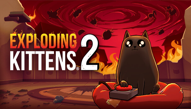 Imagen de la cápsula de "Exploding Kittens® 2" que utilizó RoboStreamer para las transmisiones en Steam