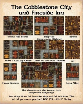 скриншот Fantasy Grounds - Maps: Cobblestone City and Inn 1