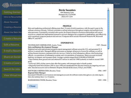 скриншот Resume Maker for Windows 3
