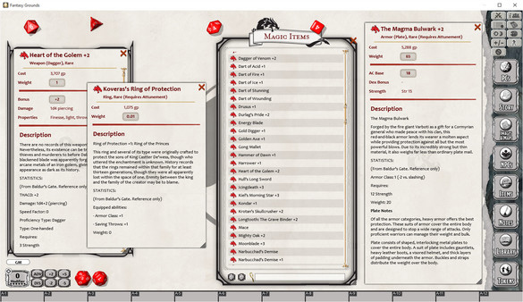 скриншот Fantasy Grounds - Baldur's Gate: Enhanced Edition Item Pack 1