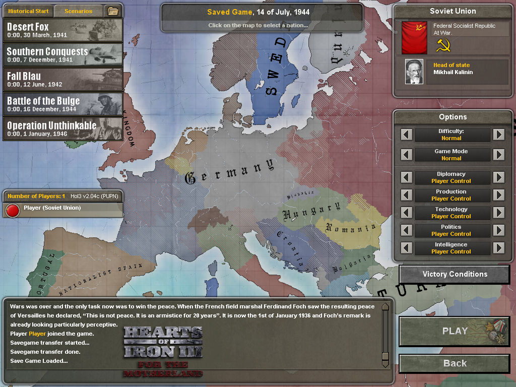 Hearts of Iron III: For the Motherland Featured Screenshot #1
