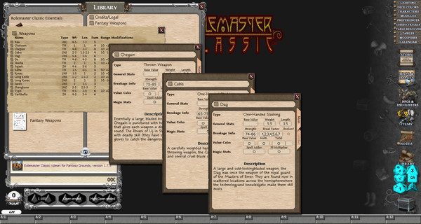 скриншот Fantasy Grounds - Rolemaster Classic: Fantasy Weapons 3