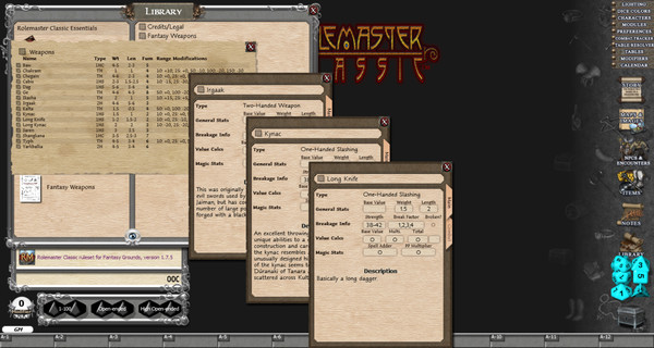 скриншот Fantasy Grounds - Rolemaster Classic: Fantasy Weapons 1
